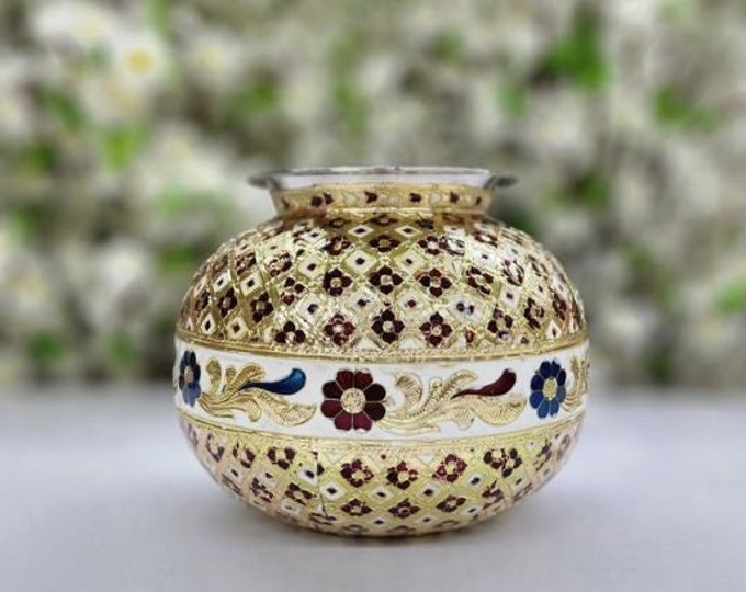 Stainless Steel Matka Decorative Matki Meenakari Work Round Etsy