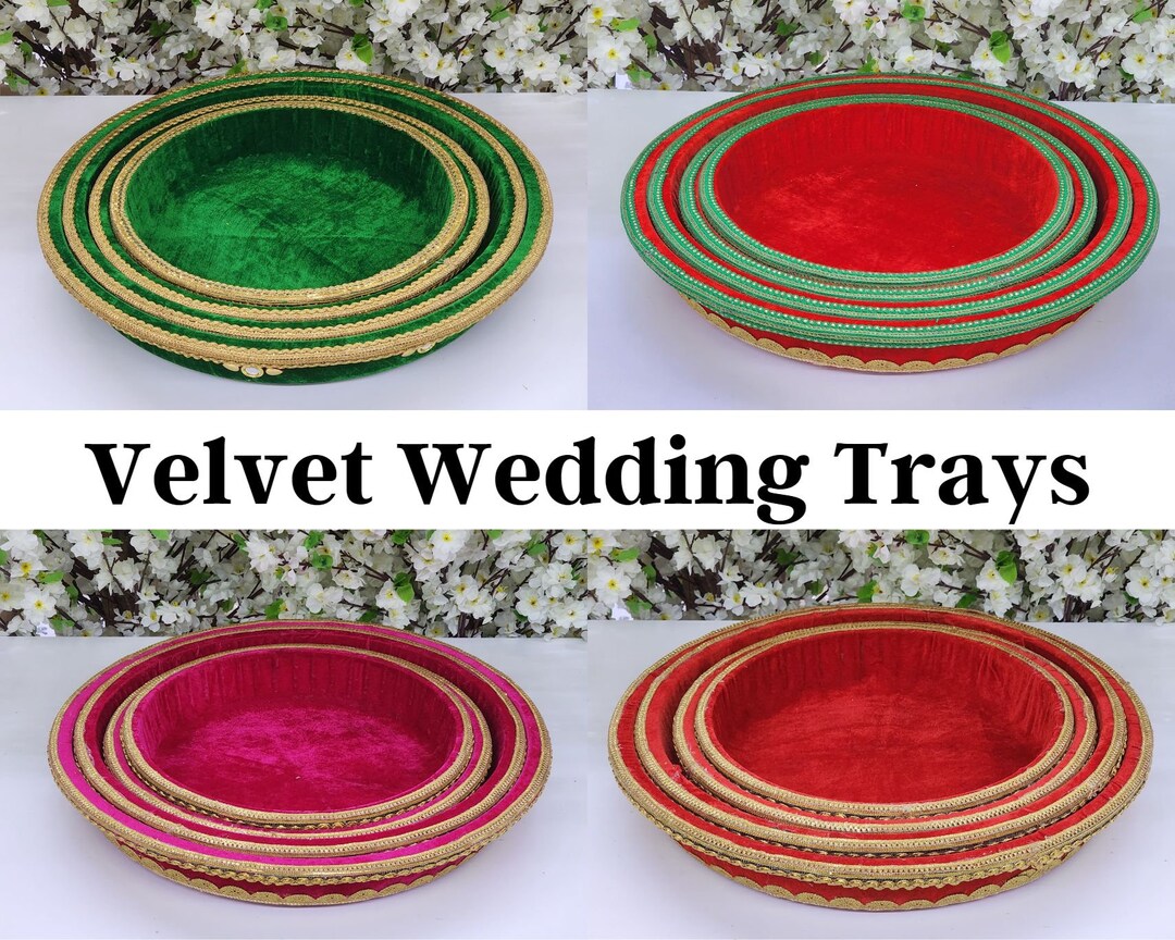 Decorative Tray for Wedding Velvet Tray Gift Packing Tray Christmas