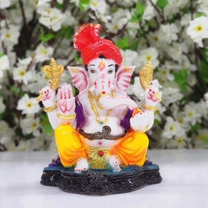 Estatua de Ganesha Buena suerte Dios Cabeza de elefante Ganesha de 6.5  pulgadas para el templo