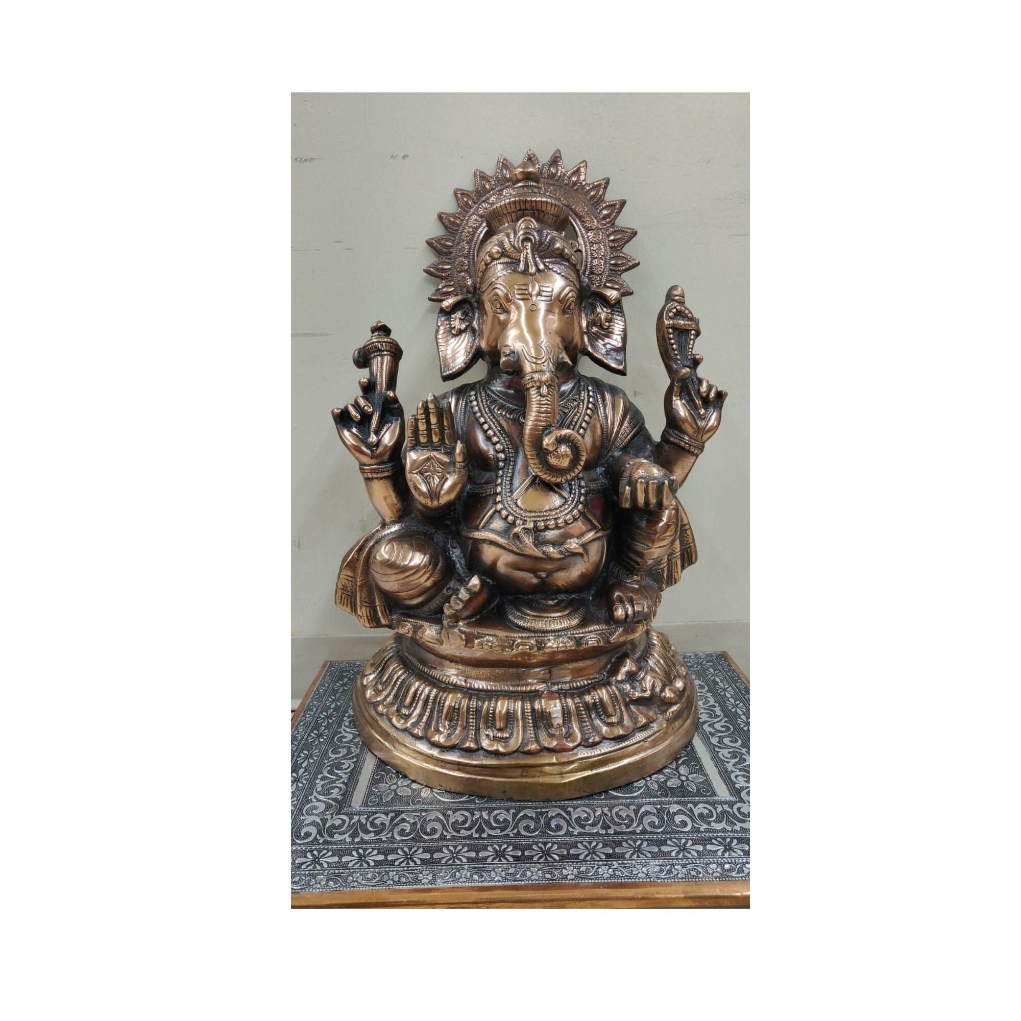 Lord Ganesha Statue Copper Plated Ganpati Idol Ganesh Murti Etsy