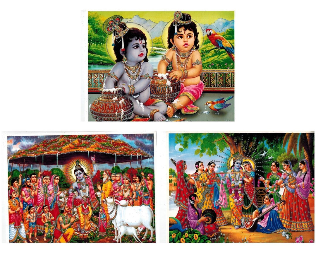 Buy Baby Krishna With Balram Poster Lord Krishna Poster With Online in