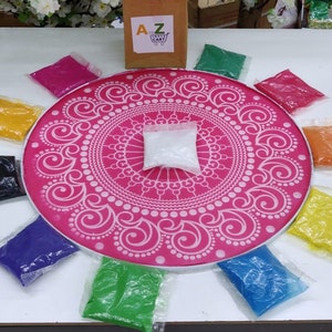 Buy Rangoli Mandala Sand Art Kit - Create a Beautiful Art with Our Rangoli  Kit - 6 Vibrant Rangoli Powder Colors with Brush Included - Reusable Sand  Art Pictures for Adults and