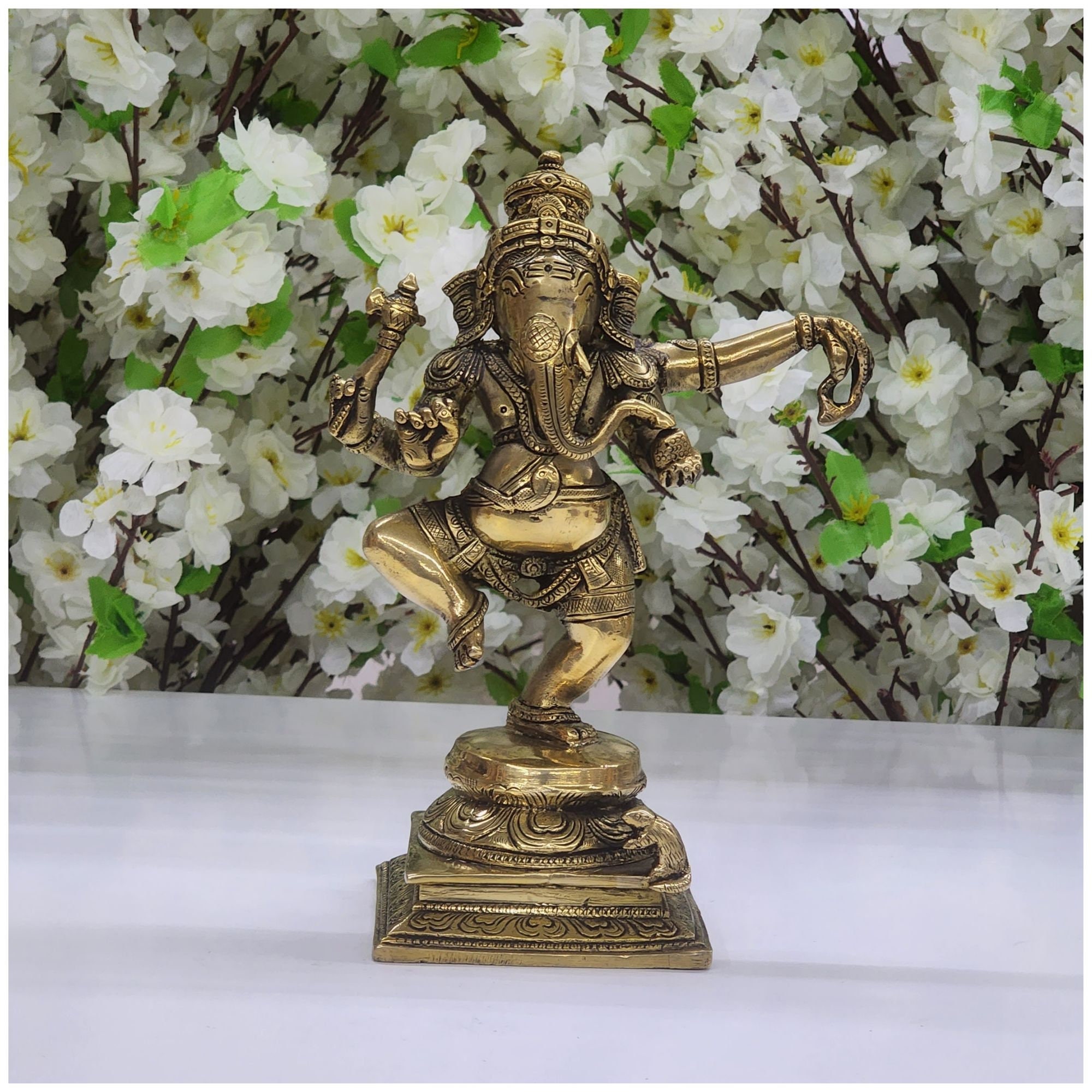 Brass Dancing Ganesha Set 6 Inch Lord Ganesha Statue 