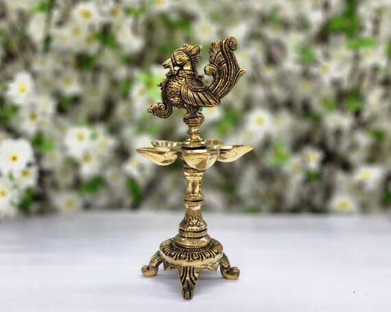 Brass Diya Lamp Large Size Annam Pakshi Home Temple Diya Annam