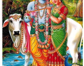 Radha Krishna With Cow Poster Religious Poster Hindu God - Etsy Singapore Radha Krishna With Cow Poster Religious Poster Hindu God - Etsy Singapore