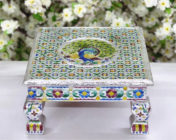 Indian Traditional Bajot Pooja Chowki God Sitting Stool Beautiful
