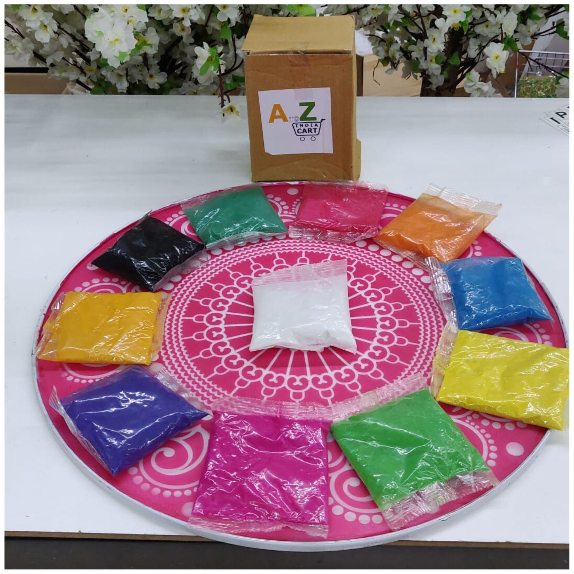 Festival Rangoli Colors Powder Home Decor $ Holi/Diwali Festival 50GM Each  pkt.