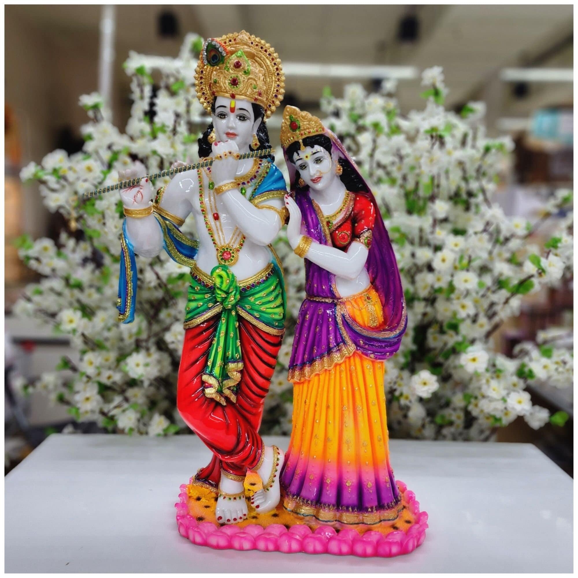 Radha Krishna Statue Marble Dust Radha Krishna Idol Hindu - Etsy