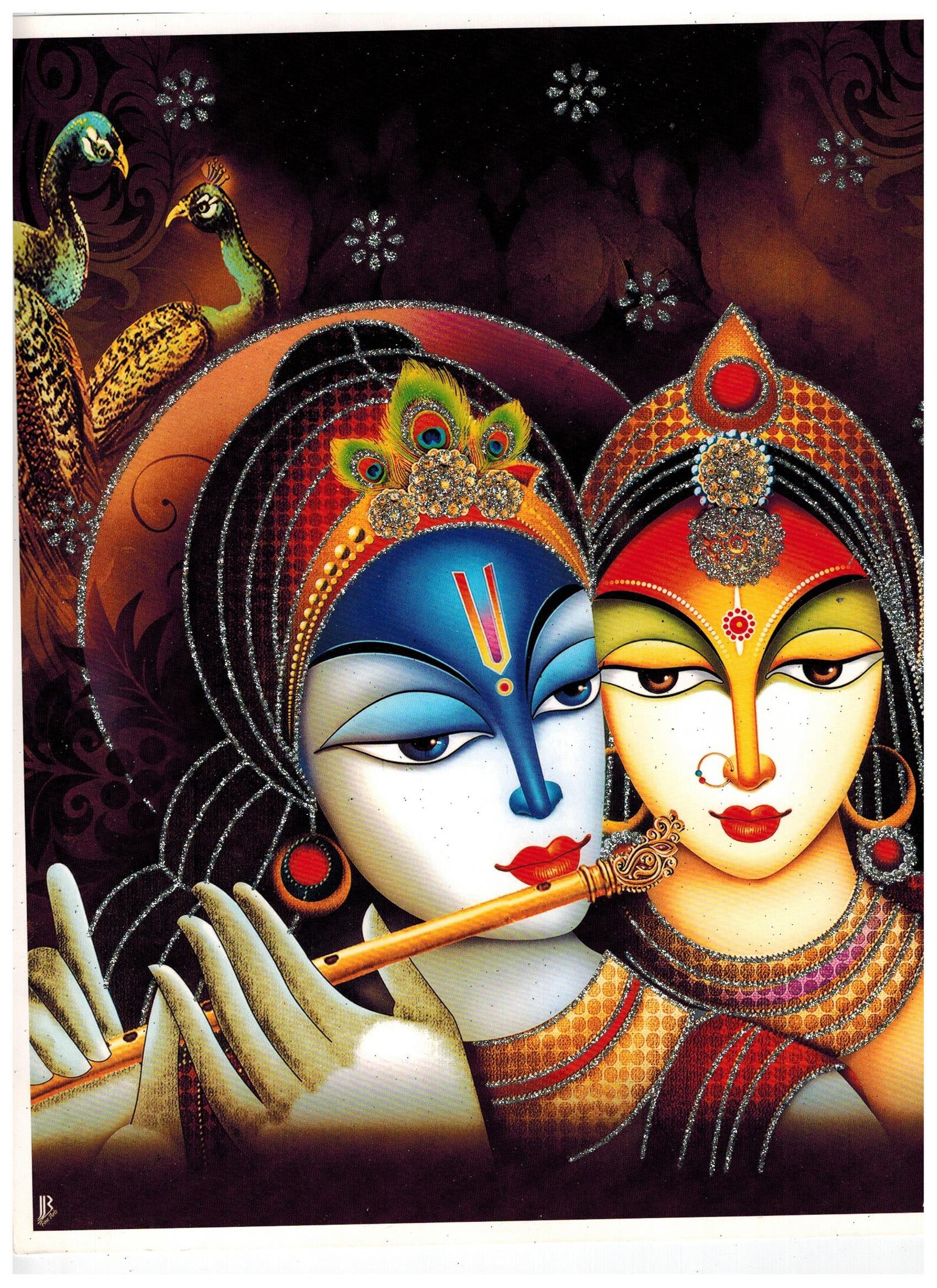 Radha Krishna Poster With Glitter Indian God Poster Hindu Etsy
