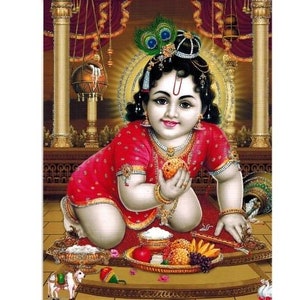 Baby Krishna Poster Bal Krishna Print Vintage Style Devotional - Etsy
