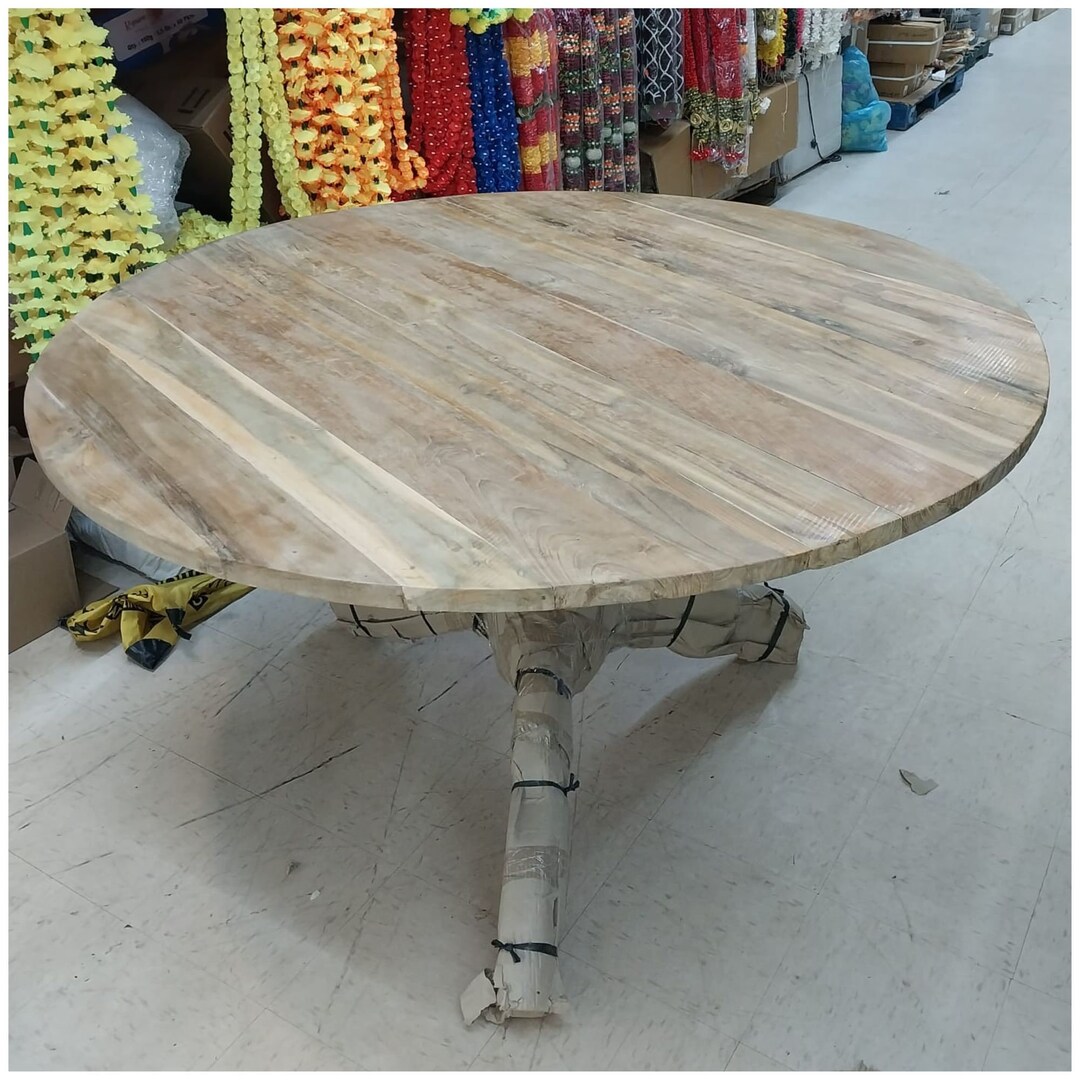 Wooden Round Table Top Vintage Round Table Handmade Rustic Wood Table