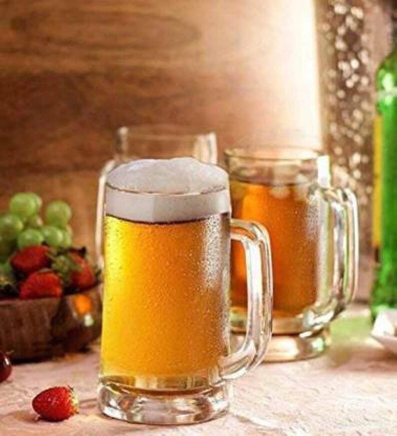 Beer Mug Glasses Set of 2 Handmade Beer Glass Transparent Etsy