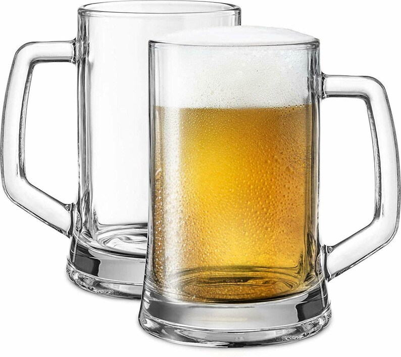 Beer Mug Glasses Set of 2 Handmade Beer Glass Transparent Etsy