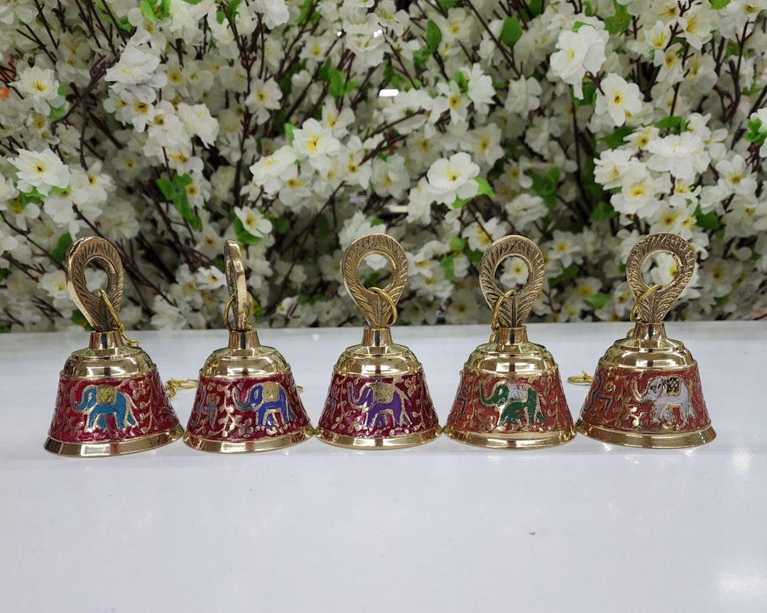 Brass Hanging Bell Small Bell for Temple, Mandir, Altar, Shrine Bell ...