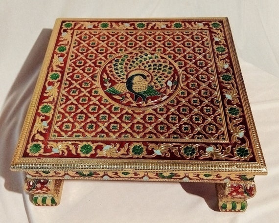 Wooden stool on sale for pooja