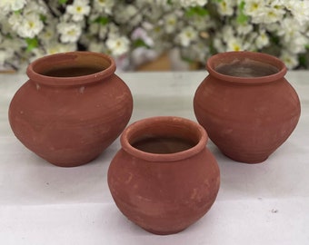 Organic Clay Pot Earthen Clay Pot Dahi Handi Hand Made Curd Cooking Clay Pot Terracotta Small Yogurt Pots Earthen Mud Serving Bowls