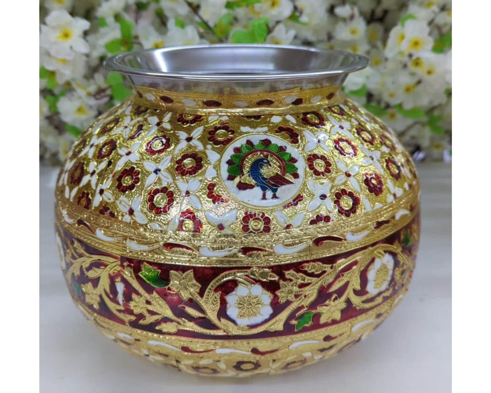 Blackened Brass Water Storage Matka Ghada With Handles