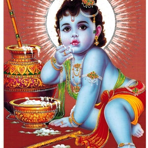 Baby Krishna Poster Bal Krishna Print Vintage Style Devotional - Etsy