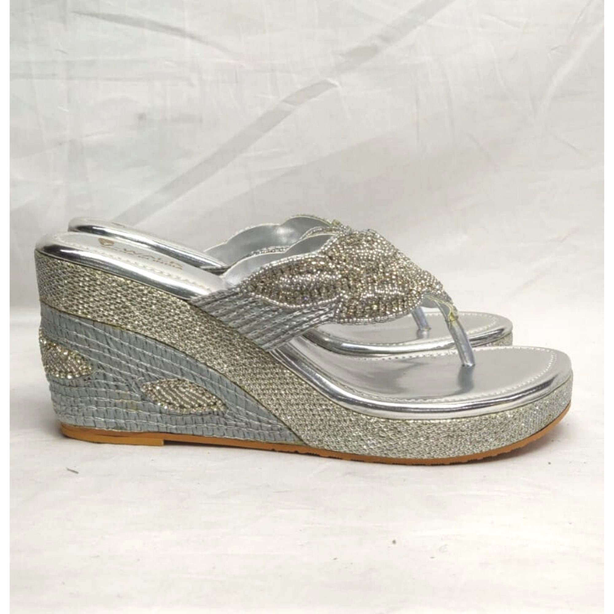 Bridal Shoes in Silver Bridal Wedges Indian Women's - Etsy