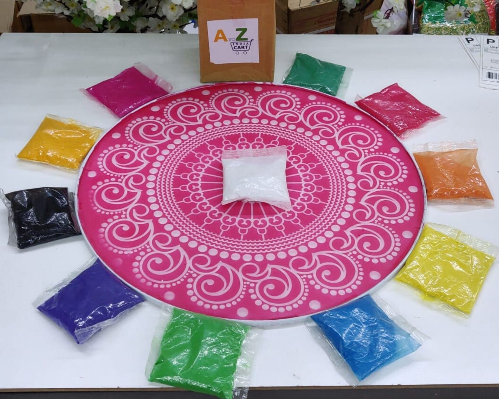 Multicolor Rangoli Colors Powder for Diwali Festival Decoration 100g-10  Pack US