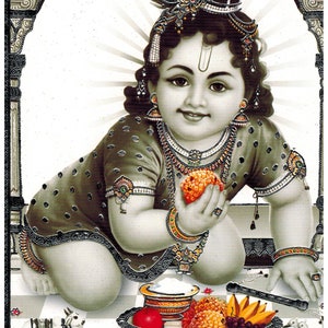 Baby Krishna Poster Bal Krishna Print Vintage Style Devotional - Etsy