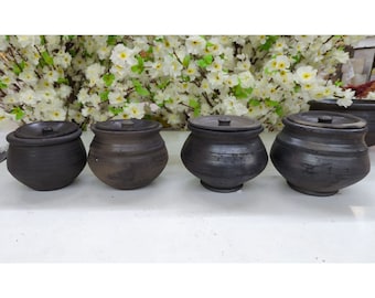 Clay Pot for Cooking Unglazed Clay Handi Earthenware Cooking Pot Handmade Clay Biryani Pot Pottery Pot with Lid Stove Top Vintage Clay Pot