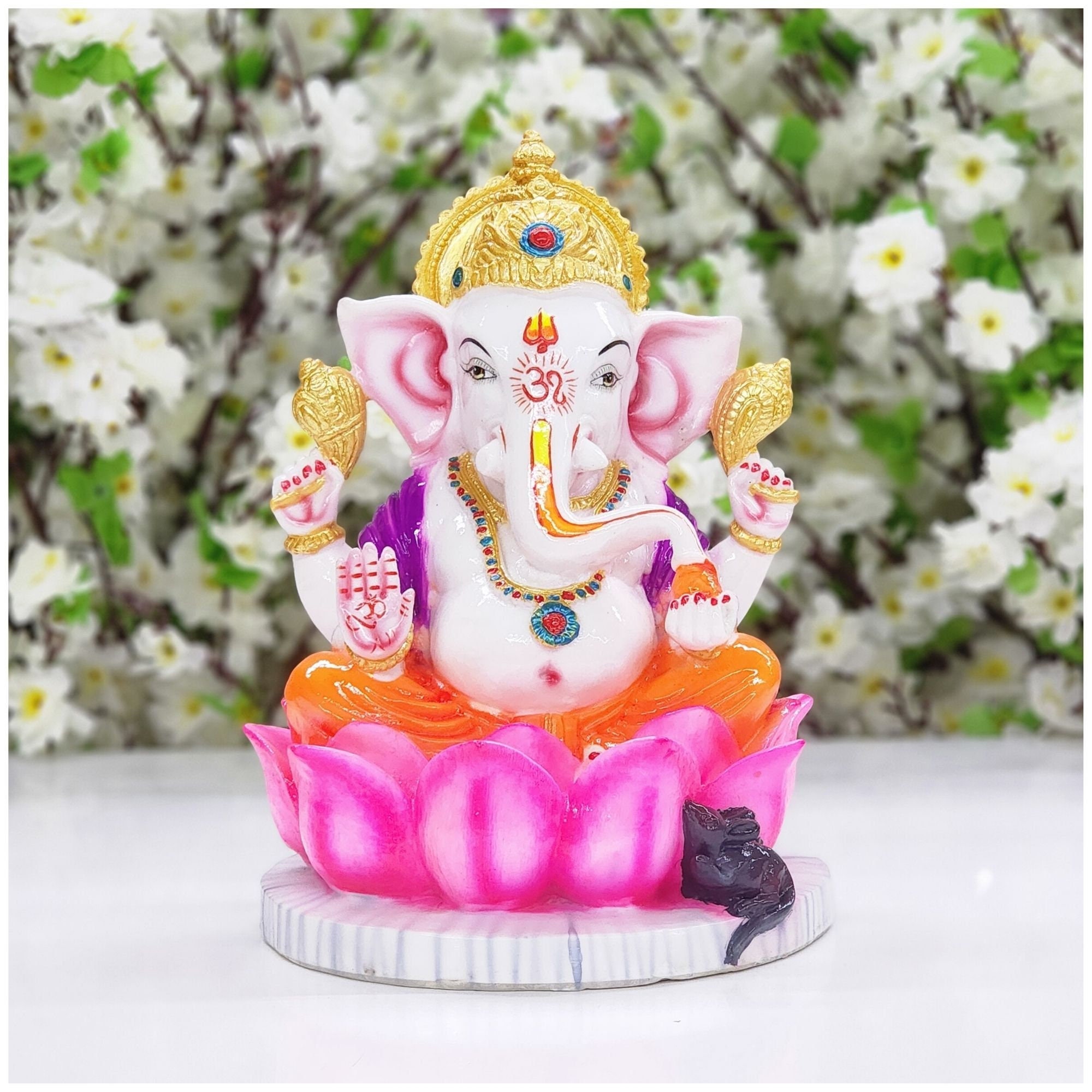 Estatua de Ganesha Buena suerte Dios Cabeza de elefante Ganesha de 6.5  pulgadas para el templo