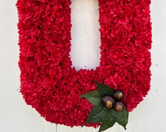 Block O Wreath,Ohio State Decor, Ohio Wreath, Door Hanger, Buckeye Decor, OSU Door Hanger, Buckeye Wreath, Ohio Wreath, Front Door Wreath