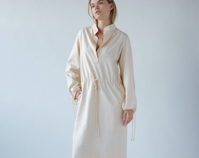 Vintage 70's golden yellow raw silk dress | Etsy