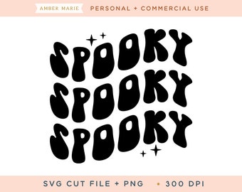 Spooky Svg cut file, retro spooky svg, wavy stacked svg,halloween svg,mom and me halloween svg,fall svg,retro halloween svg,cute spooky svg