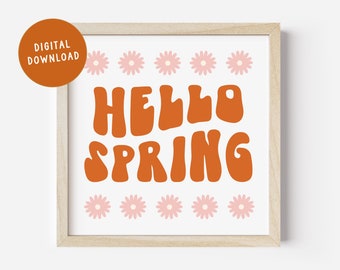 Hello Spring Png, Hello Spring Sign Png, Spring Sign Png, Retro Spring Png, Cute Spring Graphic Tee, Spring Shirt Design, Floral Spring Png
