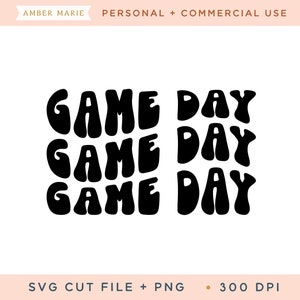Game Day Svg Cut File, Football Shirt Svg, Game Day Svg, College Football Svg, Sports Shirt Designs, Baseball Svg, Wavy Stacked Svg