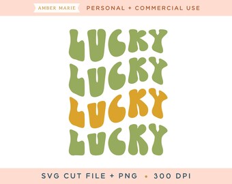 Retro Lucky svg, St. Patricks Day Sublimation, Lucky Png, Retro St. Pattys Day Sublimation, St. Patricks Day Shirt Png, Wavy Lucky