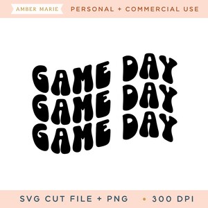 Game Day Svg Cut File, Football Shirt Svg, Game Day Svg, College Football Svg, Sports Shirt Designs, Baseball Svg, Wavy Stacked Svg