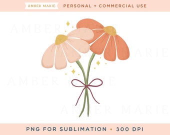 Boho Daisy Png, Retro Spring png, flowers png for sublimation, groovy spring clipart, floral png files for shirts, hand drawn flowers png