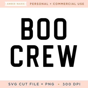 May include: Black and white graphic text that reads "BOO CREW" in all caps.