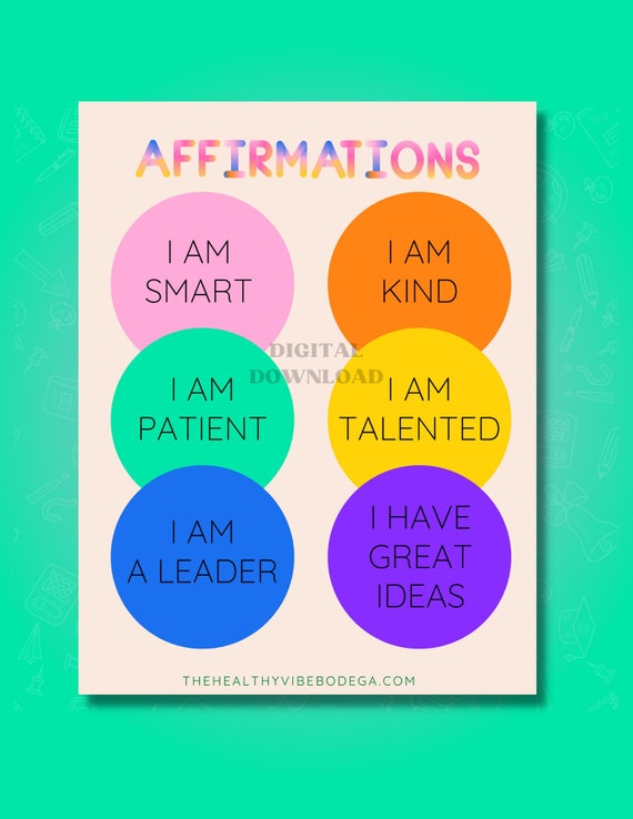 Printable Affirmations For Kids Etsy