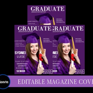 2024 Graduation Editable Digital Magazine Cover | Custom Magazine Cover | Canva Magazine | Canva Template | Digital Magazine Template