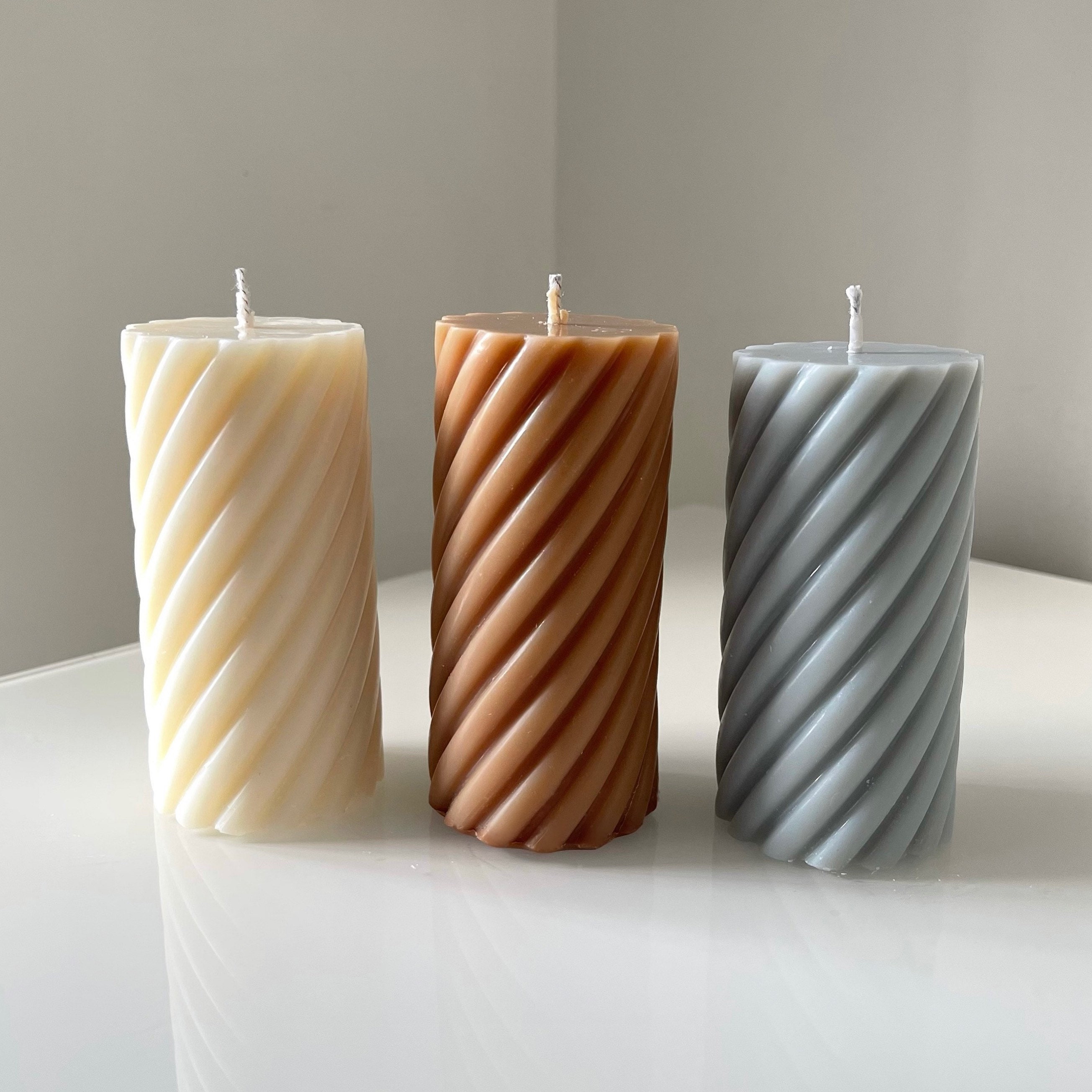 Spiral Pillar Candle Etsy UK