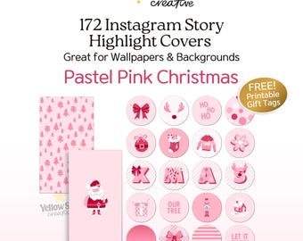 Pretty Pink Christmas Icon Set For Instagram Highlights. 172 Pastel Pink Cute Aesthetic Festive Holiday Icons, Cute Christmas Wallpaper
