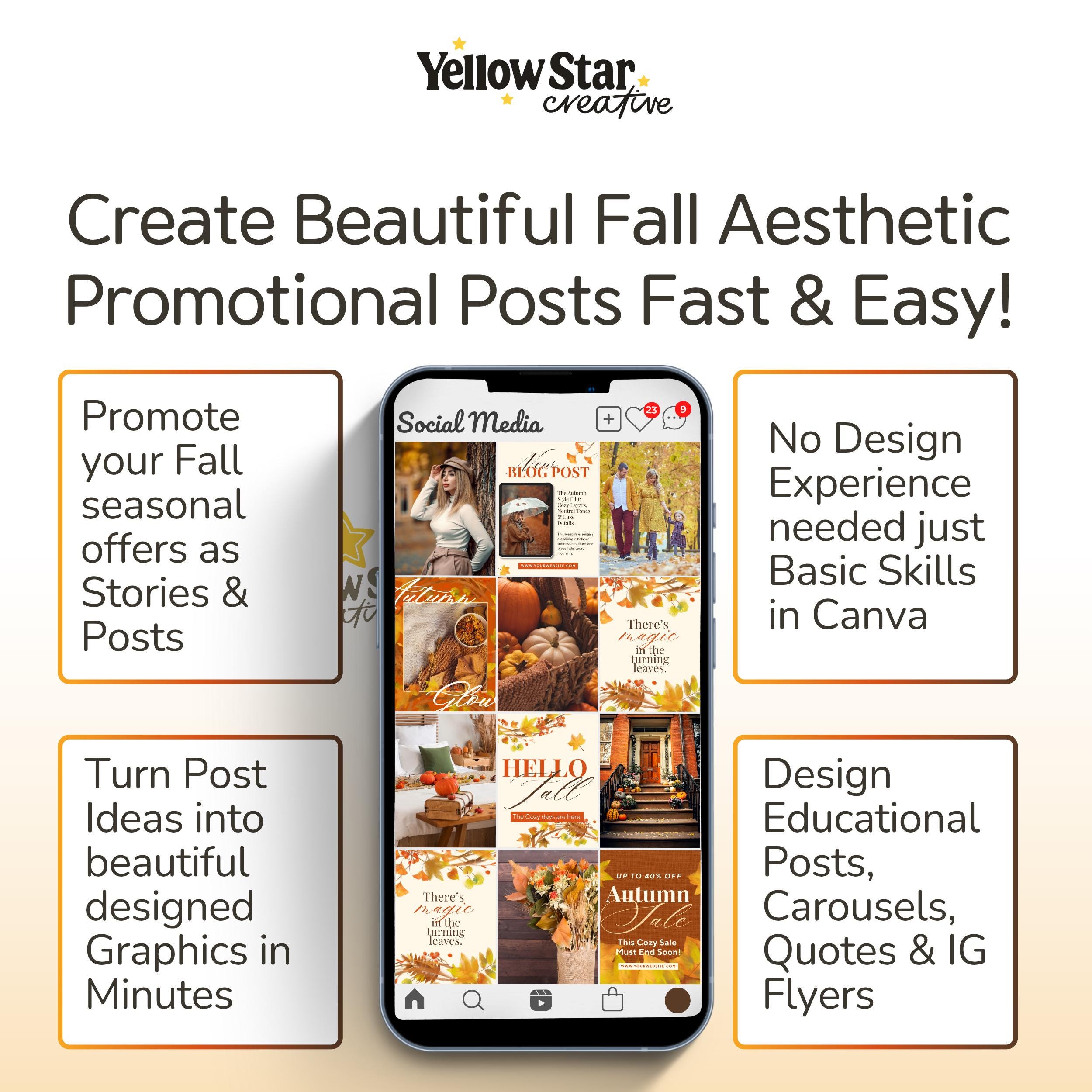 Fall Promotions Instagram Posts Canva Templates, Autumn Aesthetic Canva ...