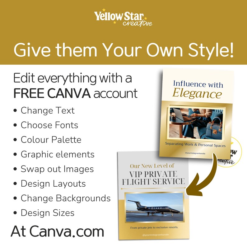 Blue and Gold Instagram Post Canva Templates | Luxury Aesthetic Canva ...