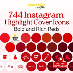 Red Instagram Highlight Covers, 744 Red Aesthetic Instagram Stories Highlight Covers, Wine & Cherry Red Colour scheme IG Highlight Icons