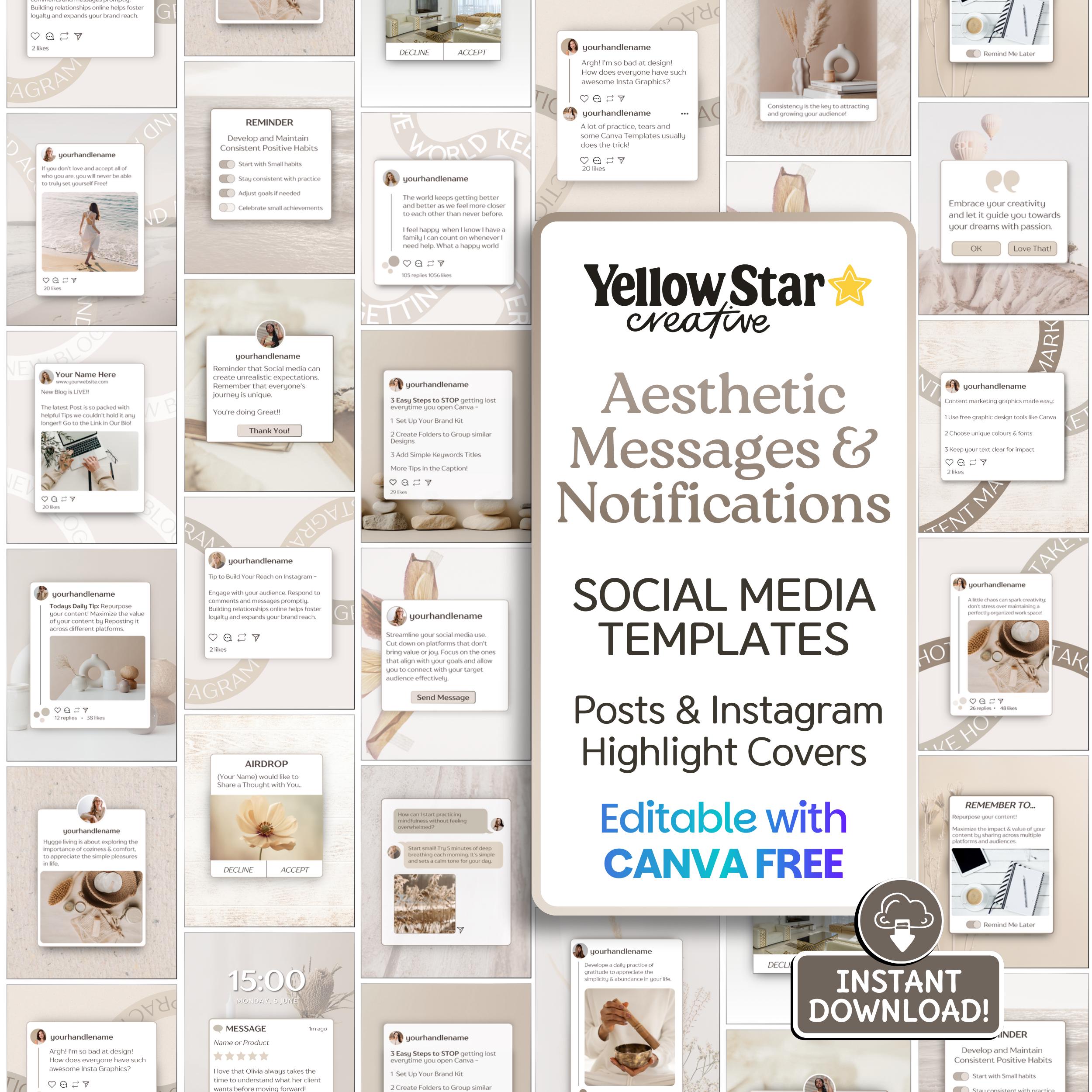 Neutral Aesthetic Messages Notification Style Social Media Post Designs ...