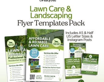 Lawn Care Flyer Templates Canva Designs. Editable Flyer Lawn Mowing & Yard Care Maintenance. Landscaping Services Printable Marketing Flyer