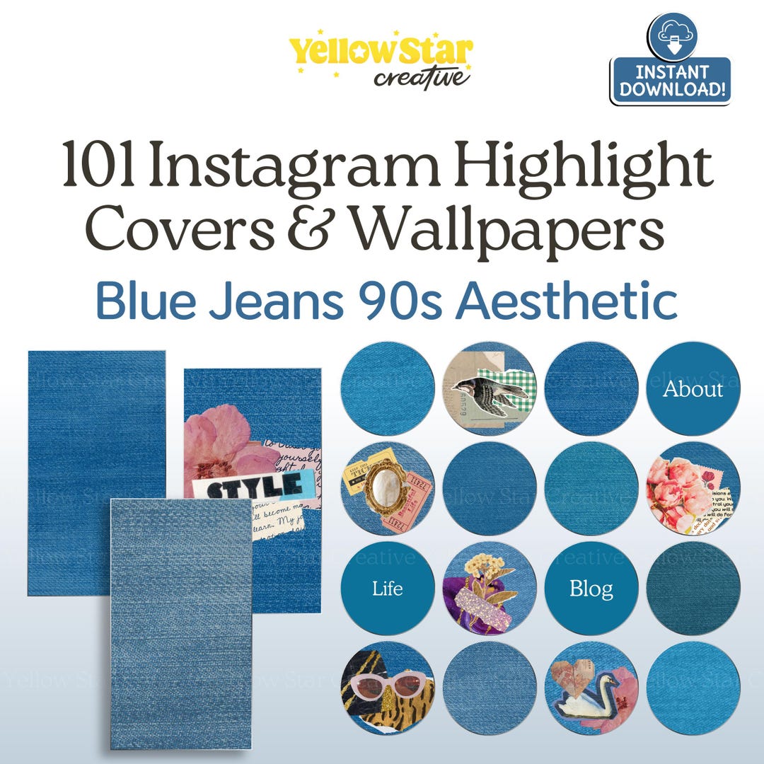 Blue Jeans Instagram Highlight Covers, 101 Retro 90s Aesthetic