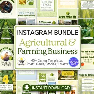 Agriculture Business & Farming Social Media Posts Canva Designs. 50+ Farm Business Instagram Post Templates, Reels Stories, Highlight Covers