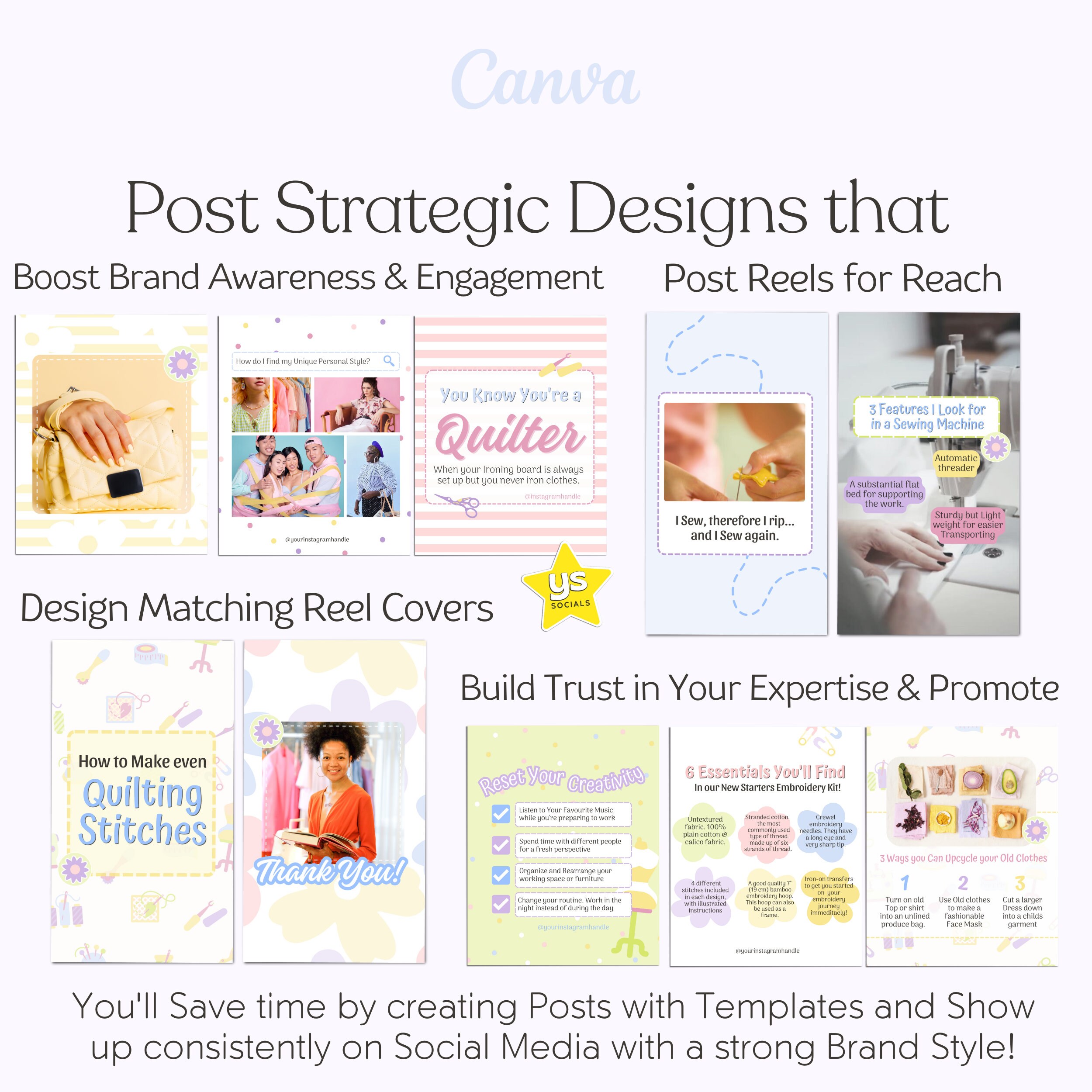 Instagram Posts Sewing Business, Creative Crafters. 45 Canva Template ...