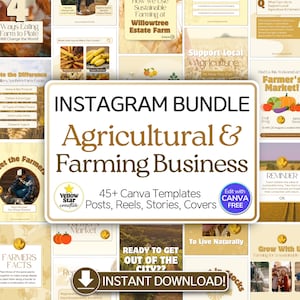 Farming Agriculture Business Social Media Posts Canva Designs. 50+ Farm Business Instagram Templates Posts, Reels Stories, Highlight Covers