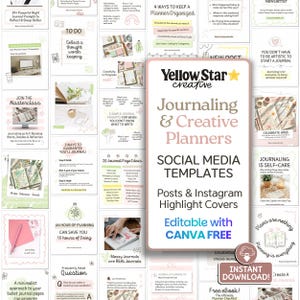 Journaling Planner Instagram Templates. 30+ Bujo Aesthetic Canva Templates Creative Planners Social Media Post Designs, IG Highlight Cover